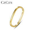 CZCITY Silver Woman Gold Plated Finger 925 Sterling Jewelry Metal Lady Dainty Geometric Designed Ring