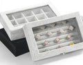 Ready to Ship Luxury Gray Velvet Ring Storage Box Jewelry Shop Collection Box With Window