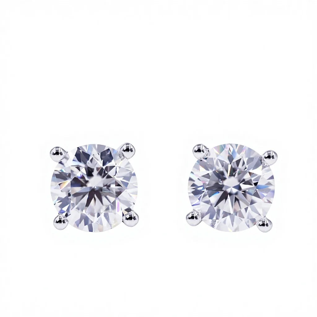 Tianyu Gems Wholesale Martini Earring 14k/18k White  Gold Hand Made 1 Carat Round Heart&arrow Cut Moissanite Stud Earring