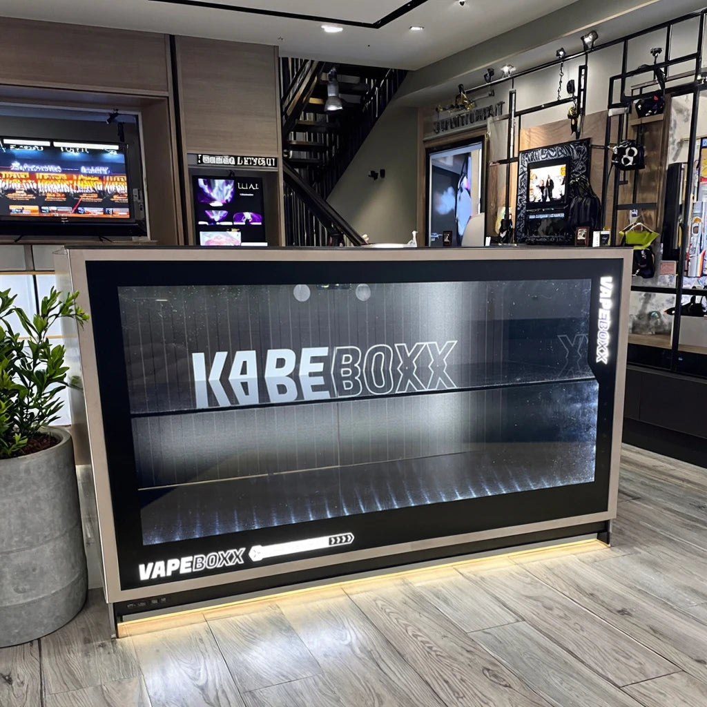 Customized Portable Modern Eco-Friendly LED Acrylic Display Stand Recyclable Store Shop Show Case with LED Lighting