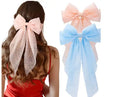 Sweet Korean Style Exaggerated Bow Headband Ribbon Hairpin Spring Clip Colorful Nylon Female Ponytail Hair Accessories KLACOMA