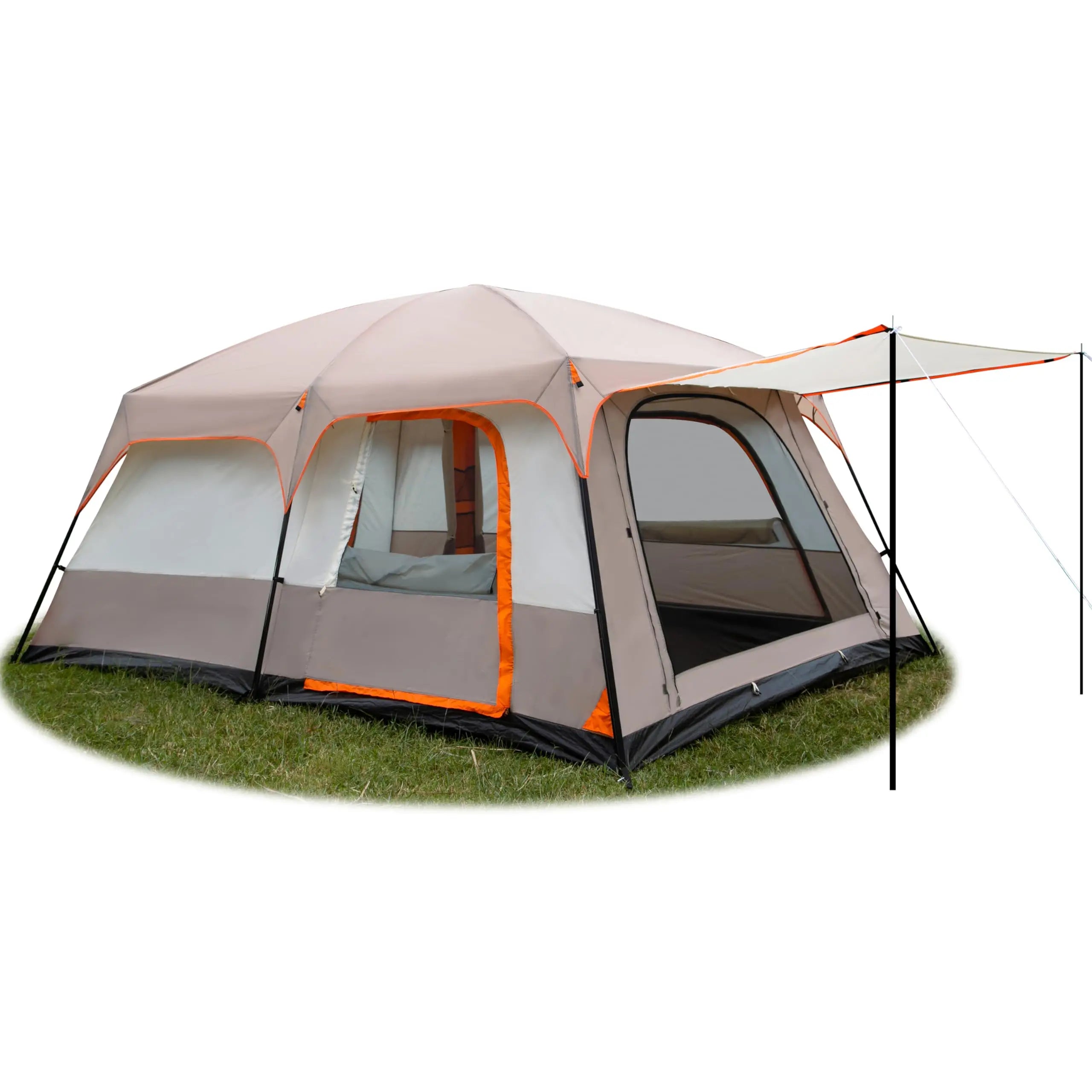 Family Cabin Tent 2 Rooms 3 Doors  Double Layer Straight Wall Big Tent Outdoor Picnics Camping Family Gatherings Beach
