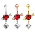 Surgical Stainless Steel Crystal Zircon Heart Dollar Letter Eye Pendant Belly Button Piercing Ring Button Ring Body Jewelry