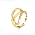 Geometric Fine Rings Jewelry Women 925 Sterling Silver Gold Plated Adjustable Ring