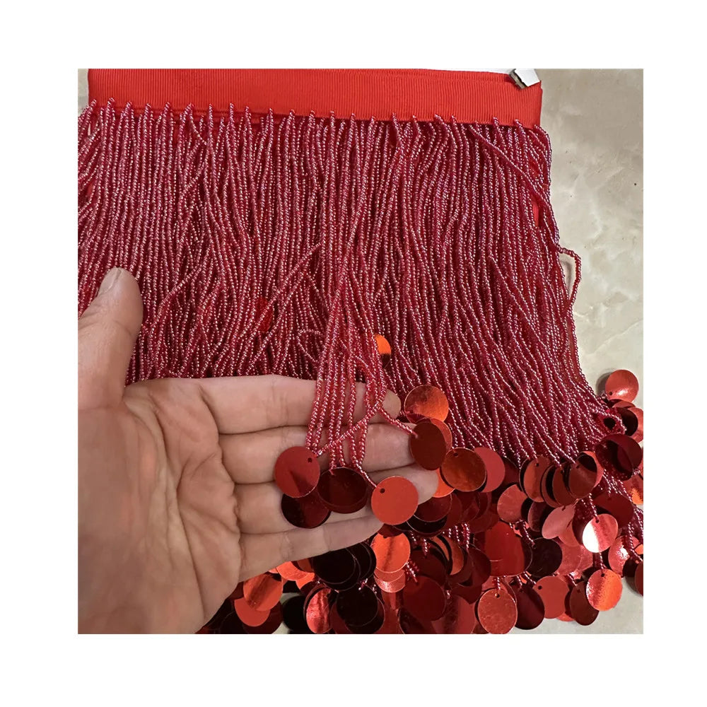Wholesale   15cm(6inches) Heavy  More Colors  Seed Beaded Fringe Applique Tassel Trim