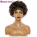 DREAM.ICE'S Wholesale Gold Brown Color Kinky Curly Short Wig Synthetic Hair Wigs for Women