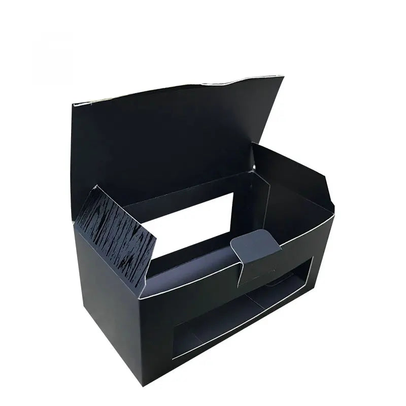 Customized logo Black Color Printed Cardboard Box Corrugated Craft Paper Box Packaging with Window Embossing for Store Retail