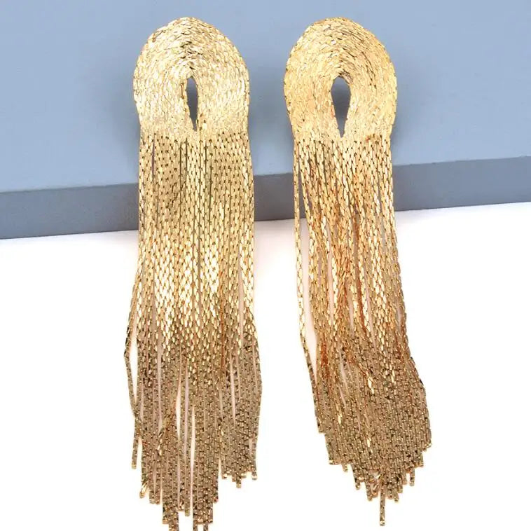 2025 New Arrival Vintage Gold Color Long Earrings for Girl Women Metal Tassel Drop Chain Gold Earrings Accessories Jewelry Gifts