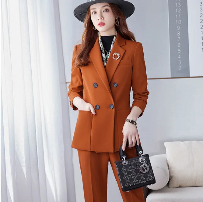 S-4XL Spring and Autumn Suit Set Temperament Professional Formal Work Suit Set Formal Office Business Work Blazer And Trouser