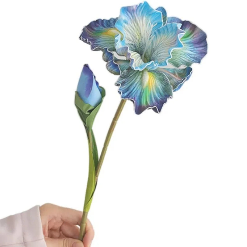 Artificial Iris Flowers for Living Room Wedding Party Arrangement Flora Bouquets Vase Garden Home Arrangements Season Decoration