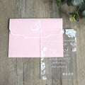 Elegant Blush Pink Wedding Invitation Cards DIY Romantic White Foil Floral Design Clear Acrylic and Paper Envelopes