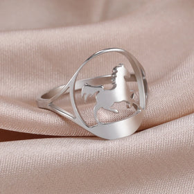 Cool Running Horse Ring Women Men Stainless Steel Finger Rings Fashion Animal Jewelry Friends Birthday Gift Wholesale