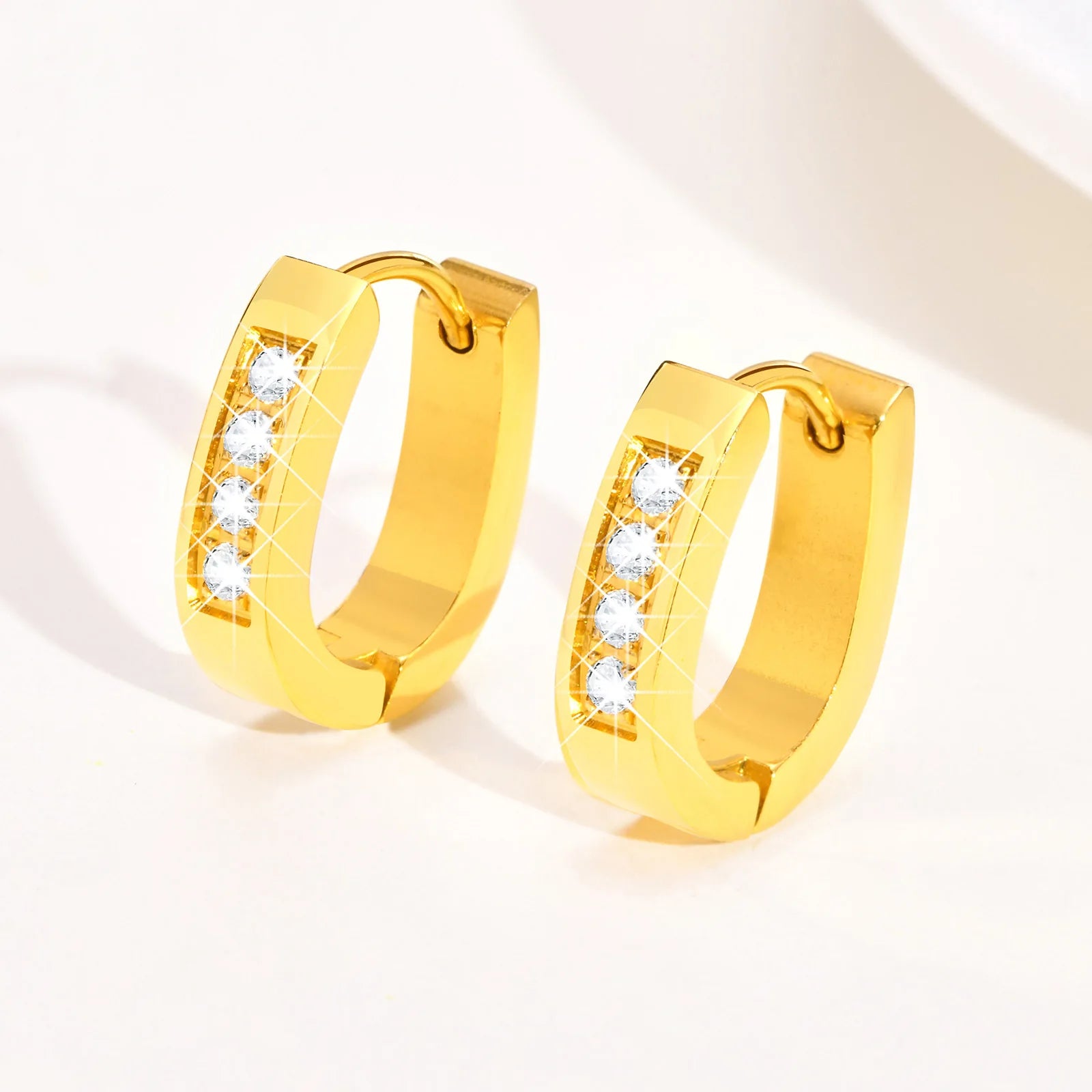 Paved CZ 18k Gold Water Drop Valentine Stainless Steel Hoop Women Earrings 2024 Fashion Heart Zircon Earrings