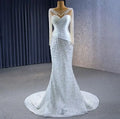 Crystal Rhinestone Sequins Beaded Mermaid Wedding Dresses Long Sleeves Ivory Bridal Dress Gown
