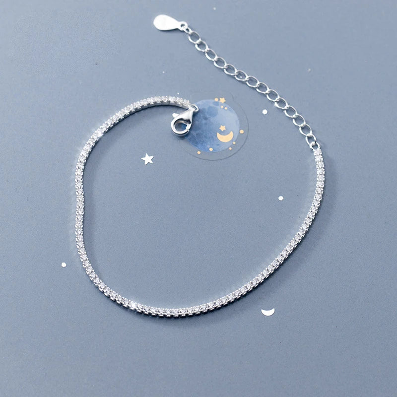 100% 925 Sterling Silver Hand Made AAA Zircon Wedding Tennis Bracelet for Women Luxury Authentic Silver Jewelry