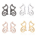 Fashion Girls Women Stainless Steel Cat Earring Ear Studs Earrings CharmJewelry Gifts