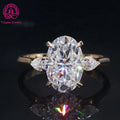 14K Solid Gold Jewelry White D Diamond Mossanite Yellow Gold 4.5 Carat 8x12mm Oval Cut Moissanite Ring for Wedding Engagement