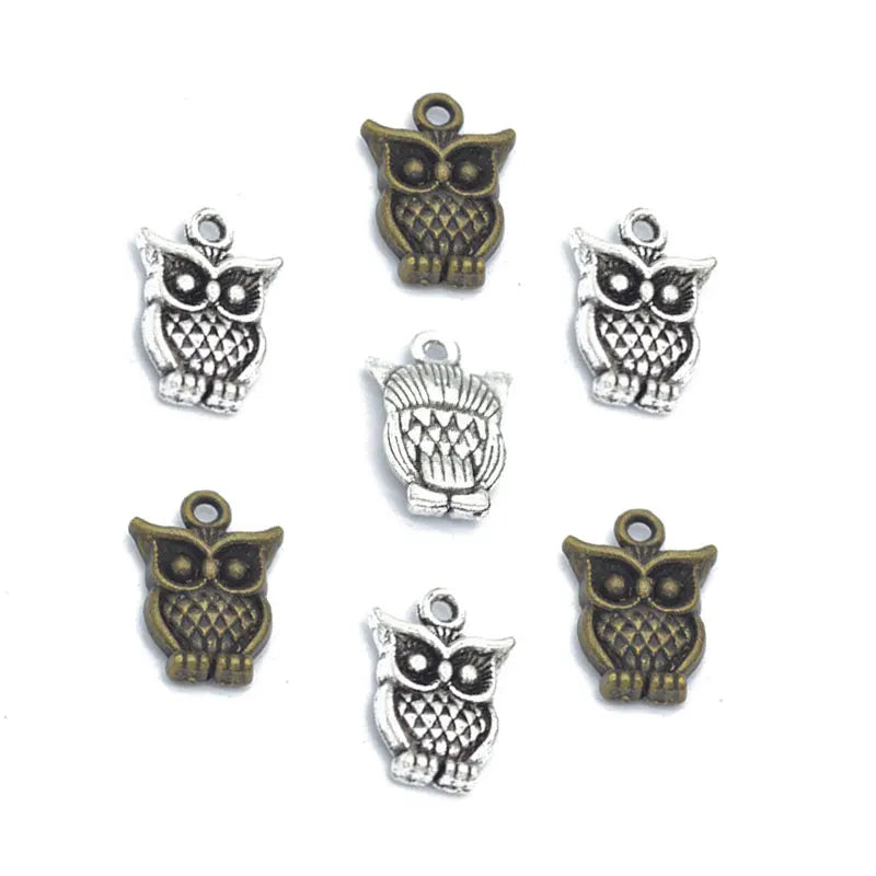Antique Silver Color Owl Charm Pendants Fit Jewelry Making Findings DIY Charms Handmade D117