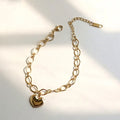 Rococo Style Stainless Steel Heart Shape Pendant Charm Bracelet for Women