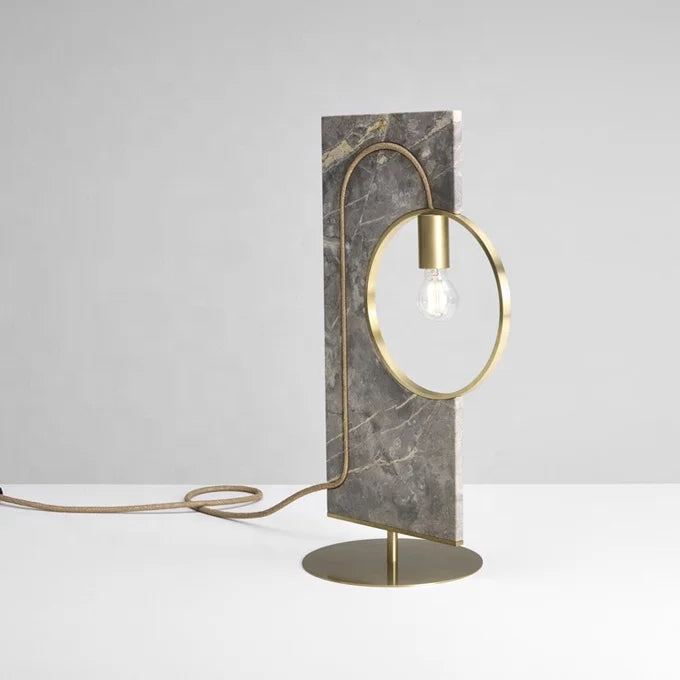 Marble Inlay Table Lamp Hotel Table Side Lamp Chinese Modern Table Lighting JY6167