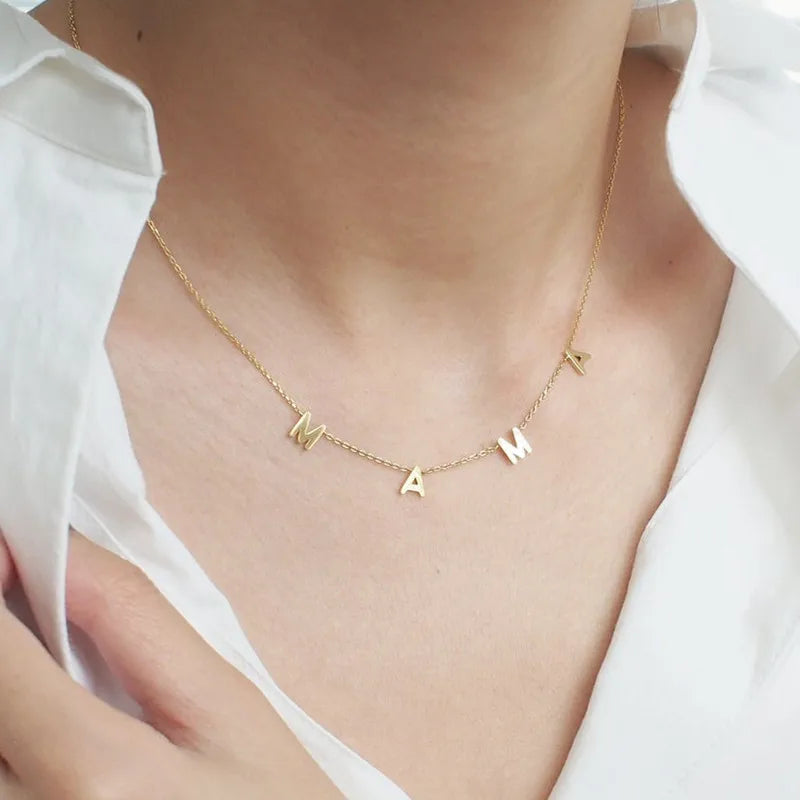 Personalized Initial Name Jewelry Gold Plated 925 Sterling Silver Mama Necklace for Women
