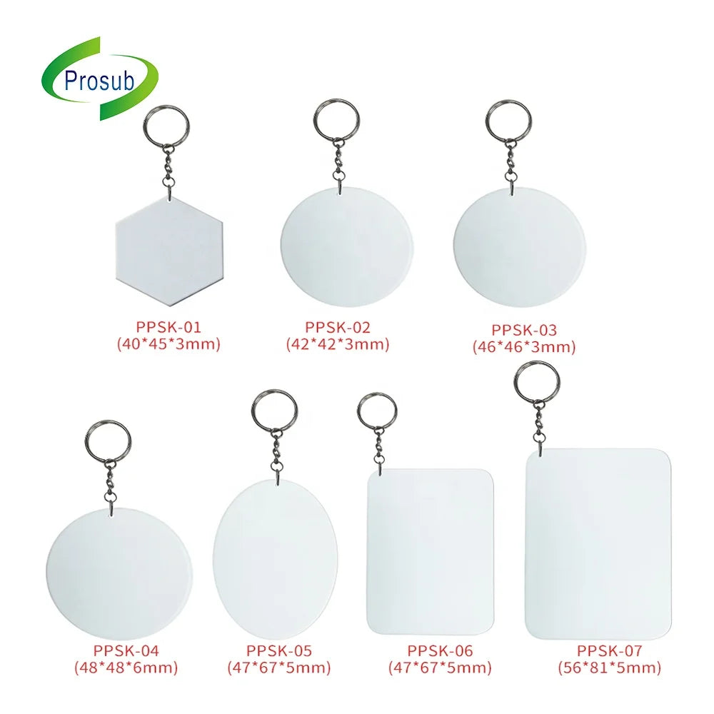 Prosub Sublimation Blank Keychains Plastic PBT Double Sided Diy Sublimation Key Chain