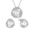 YILUN Wholesale Bridal Wedding 925 Sterling Silver Pearl Jewelry Set With CZ Earrings and Necklace