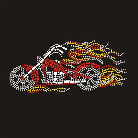 Motorcycle Picture Design Rhinestone Transfer for Women T-shirts