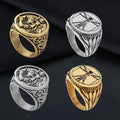 New Design Waterproof Rings Gold Saint Christopher Rings Stainless Steel Custom Vitruvian Man Jewelry Mens Rings