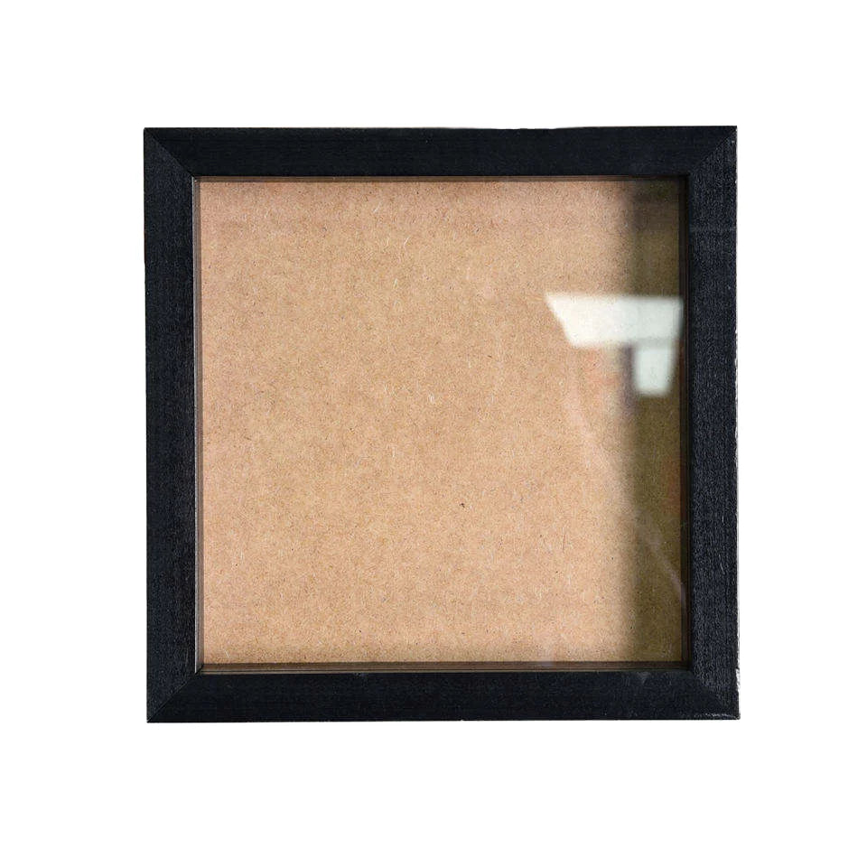 Handmade Square Wood Shadowbox Photo Frame From China UV Printed Double Sided 5x7 Size for Travel Postcard Ticket Collection