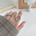 Men Women Stainless Steel Wide Ring Adjustable Ring Silver Color Big Round Gold Korean Jewelry
