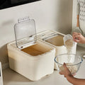 Modern Simple Household Rice Bucket Cream Wind Food Grade Insect-Proof Moisture-Proof Sealed Storage Plastic Storage Bins Boxes