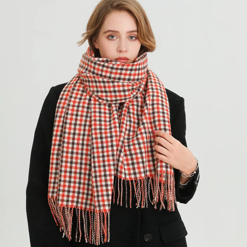 Winter Fashion Versatile Tassel Scarf for Men and Women New Cashmere Check Blanket Made of Cotton