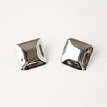 New Arrival Minimalist Stainless Steel Chunky Silver Plated Square Stud Earrings
