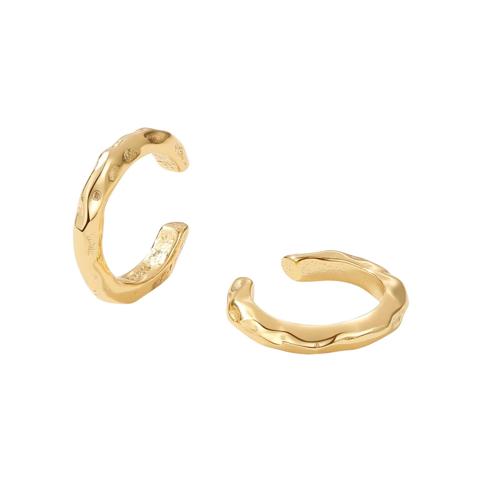 Nagosa Minimalist Jewelry 925 Sterling Silver 18k Gold Vermeil Hammered Ear Cuff Earrings