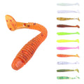 Hot Sale Fishing Bait Bass Worm Soft Lures T Tail Worm  Paddle Tail Soft Bait Worm