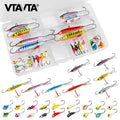 Vtavta 26pcs Ice Fishing Combo Winter Jig Heads Mormyshkas Fishing Ice Box Fast Jig Lure Fish Pike Wobblers Set