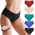Women's Sexy Mid-Waist Bikini Panties for Summer Solid Thongs for Menstrual for Period Plus Size Bathing & Swimming 5 Color Opti