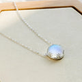 Silver Plated White Round Moonstone Pendant Necklaces Luxury Women Fashion Jewelry Clavicle Chain Short Necklace Pearl