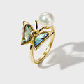 Niche Handmade 925 Sterling Silver Abalone Shell Butterfly Pearl Ring Natural Gemstone Fast Sample Delivery Custom