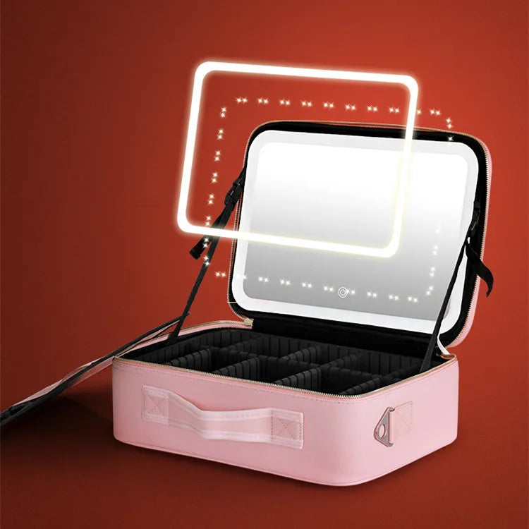 Led Mirror Makeup Bag Cosmetic Bag Large Makeup Case with Adjustable Dividers for Cosmetics Makeup Brushes Travel Accessories