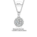 925 Sterling Silver 1 Carat Moissanite Sunflower Necklace Creative Fashion Gift for Men Women Couples on Birthday Anniversary