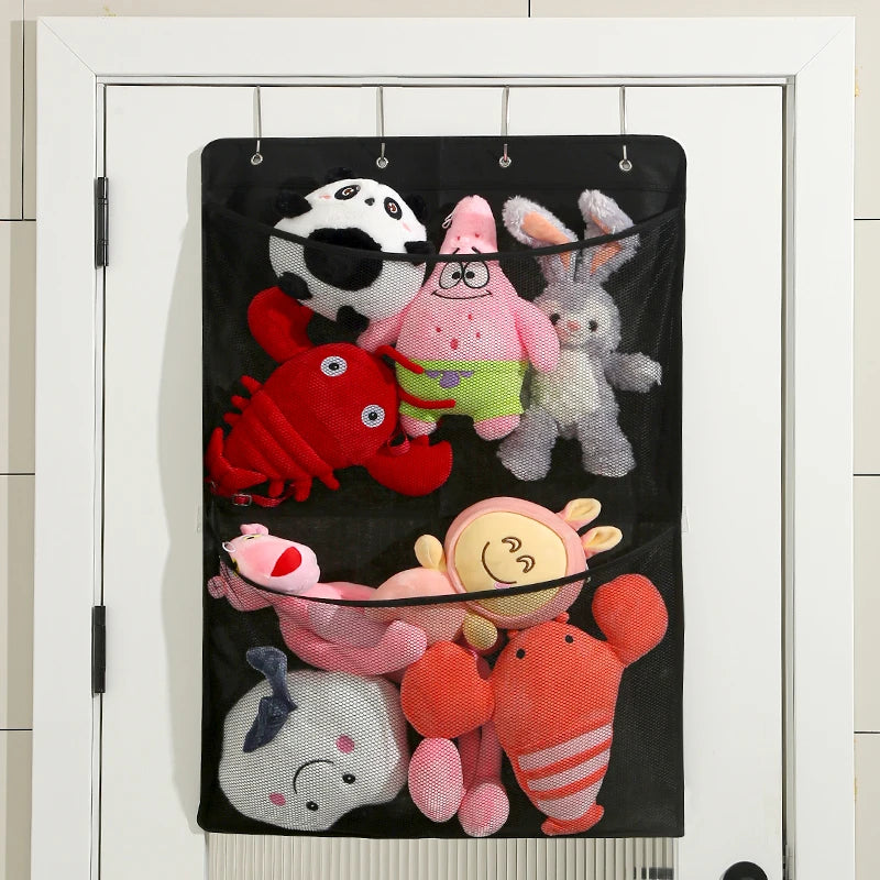 Over the Door Organizer 2 Large Pockets Toy Essentials Sundries Hanging Storage Bag with Metal Hooks