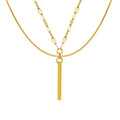 Luxurious Design Rectangular Pendant Necklace Multilayer Stacked Necklace Girls' Stainless Steel Jewelry