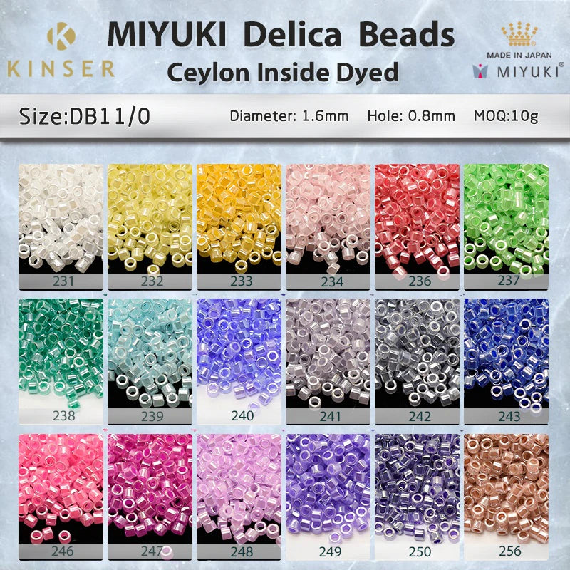 Miyuki Delica Beads 1.6 mm [21 Color Ceylon Inside Dyed  ]10g Pack