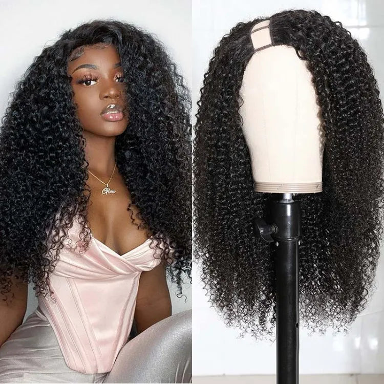 U/V Part Human Hair WigWholesale Factory Price Best Quality Brazilian Human Hair WigKinky Curly U Part Wigs for Black Women