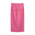 Vintage Women Korean OL Elegant Bodycon Pink Package Hip Midi Skirt New Spring Summer Autumn  Elegant Office Lady Skirts