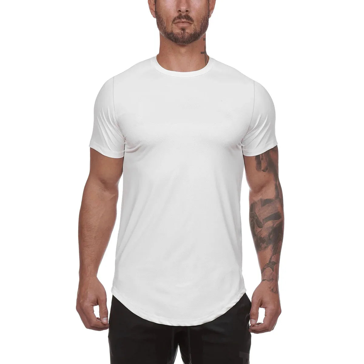 EGY-007 Elastic Muscle Fit Cotton t Shirt Running Workout Slim Fit Jersey Tshirt Men's Gym Sport T Shirts
