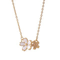Stainless Steel Women Lily Pendant Necklace Dripping Paint Crystal Rhinestone Diamond Simple Titanium Steel Gold Chain Necklace