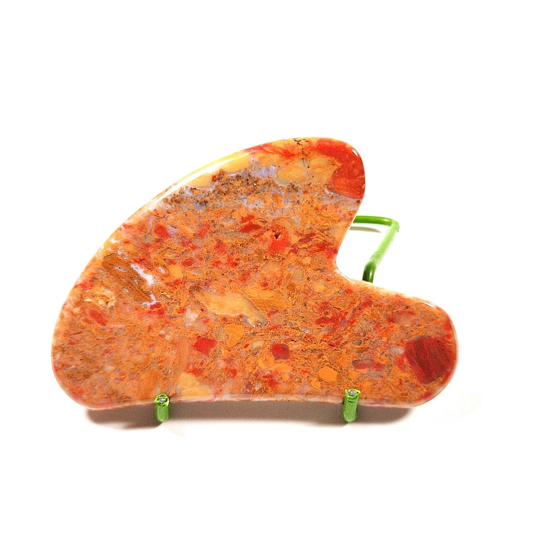 Huiying Custom Natural Heart Mookaite jasper Facial Tool Professional Anti-aging Scraping Massage Tool Guasha